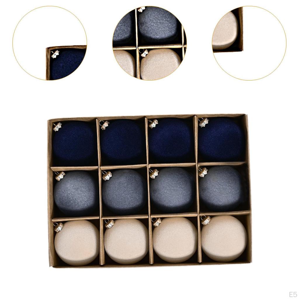 12 Pieces - Ornaments, Flocked Christmas Decoration, Shatter Decorative Balls