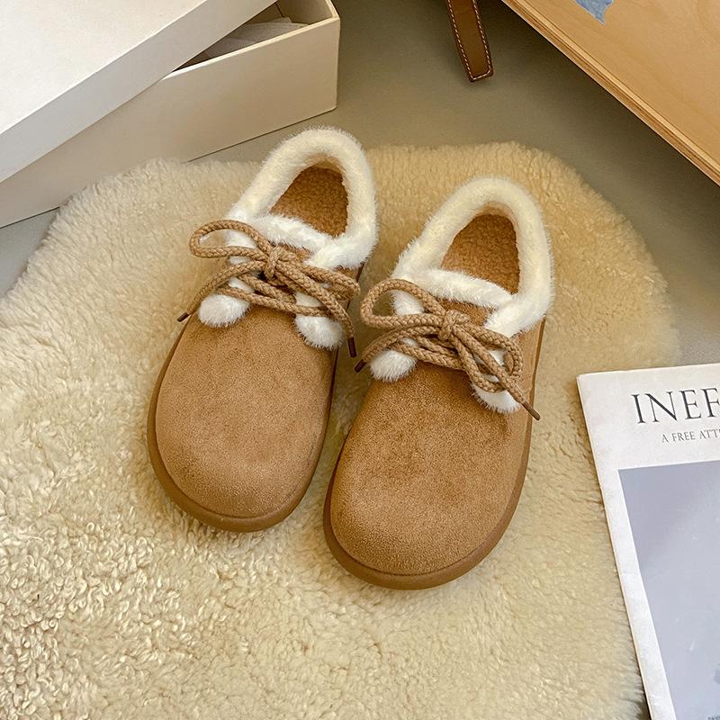 Snow Boots Women's 2025 Winter New Matte Leather Velvet Warm Ugly Cute Bread Shoes Heightened Platform Fashion Short Boots