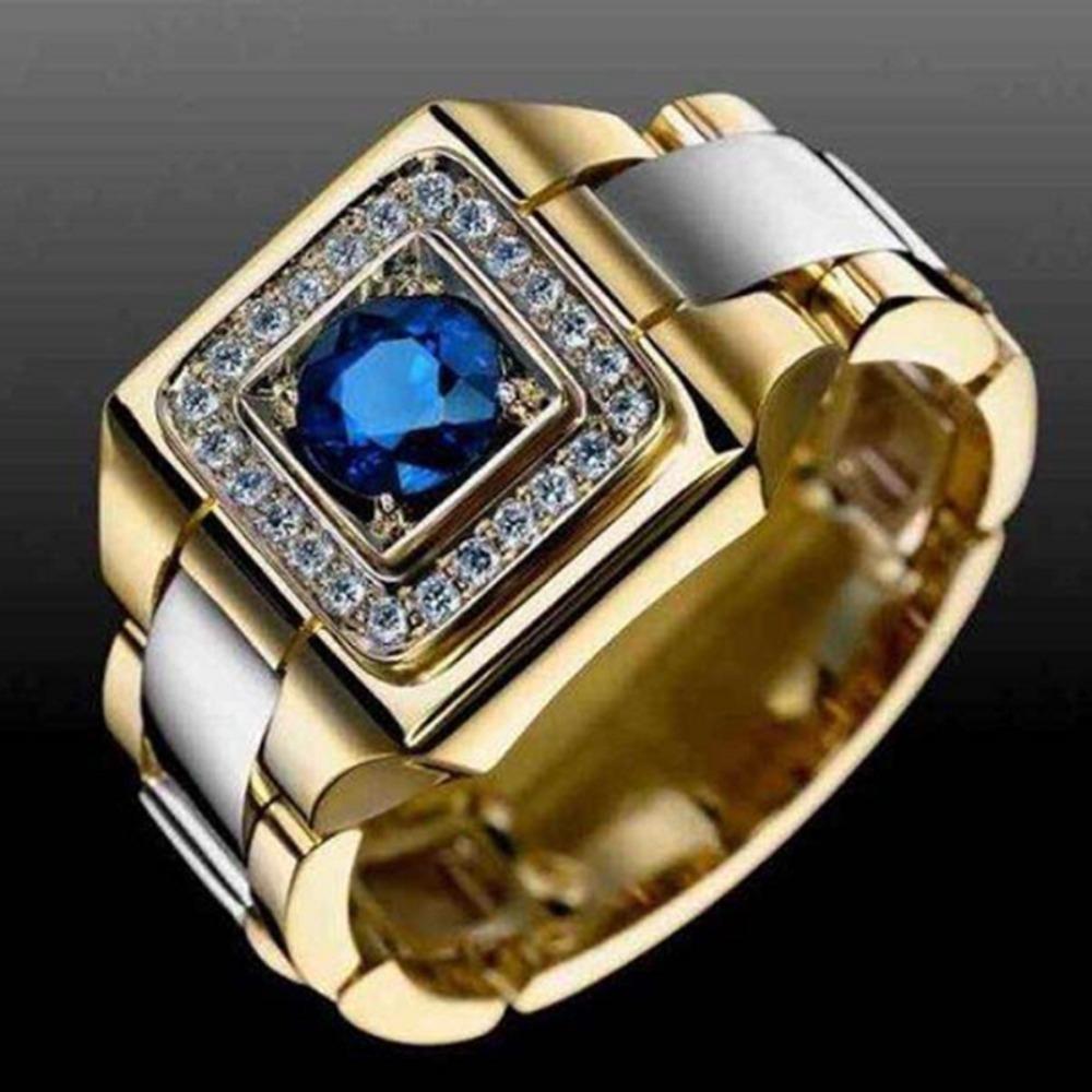 Personality Fashion Domineering Luxury Sparkle Square-cut Cubic Zircon Octagon Ring for Men Hip-hop Personality Finger Jewelry