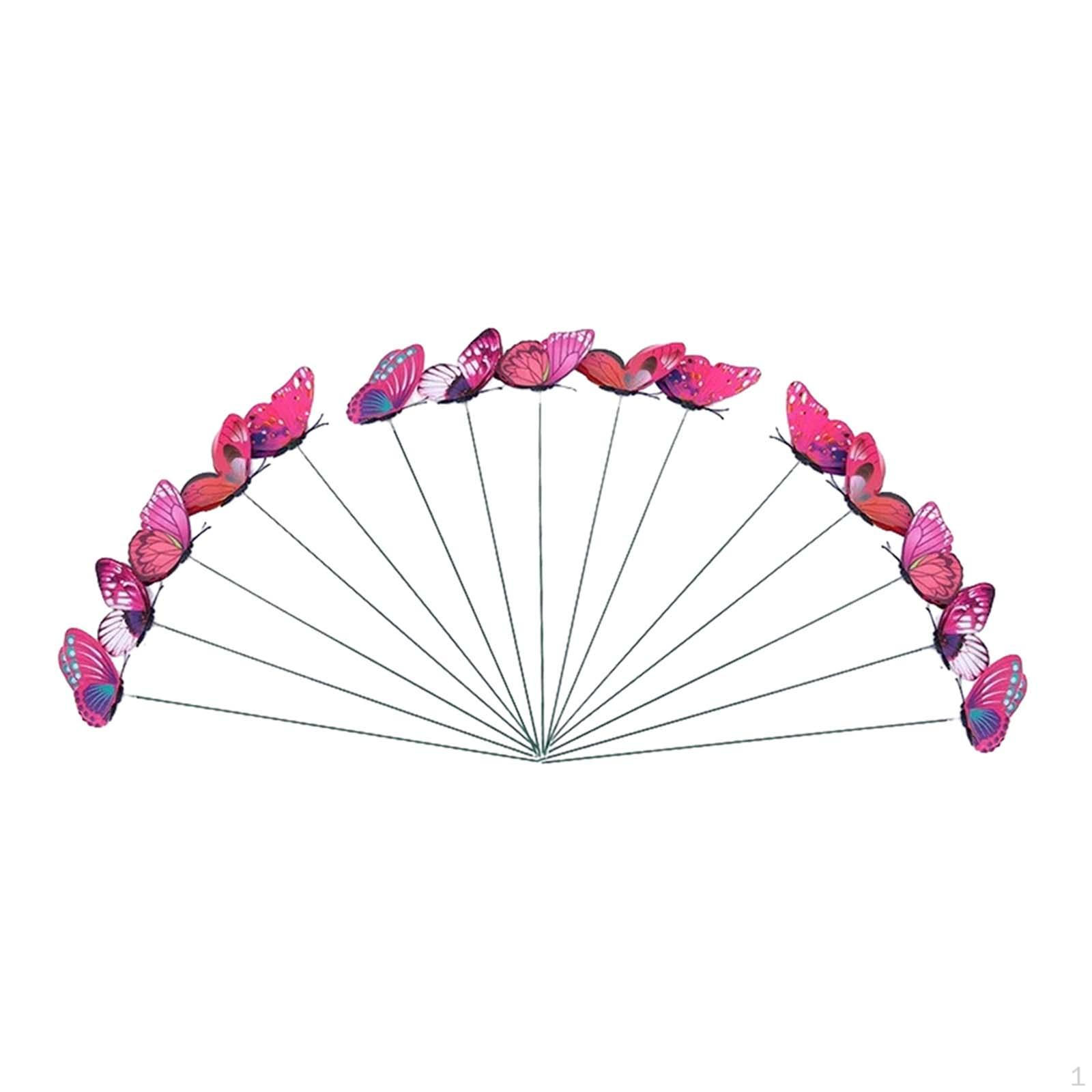 

24 -fold Stakes Lawn Decorations Butterfly Outdoor for Party Purple Red