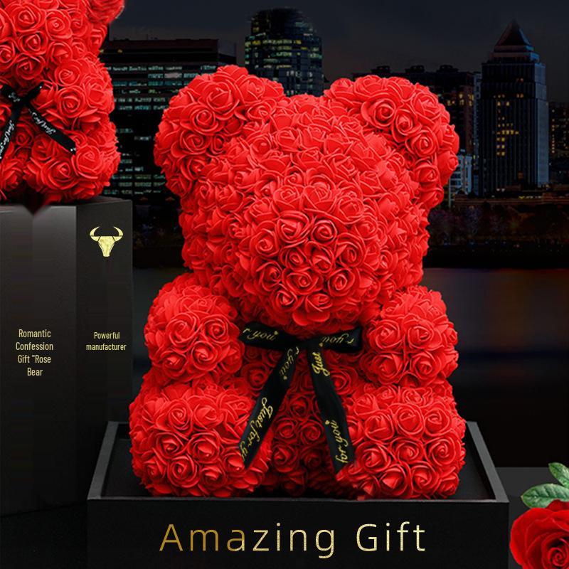 Eternal Rose Bear: Valentine's, Mother's Day & Birthday Gift, Floral Bouquet Ornament for Girlfriend.