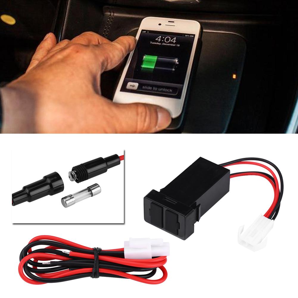 12V24V 2.1A Dual USB Port Car Charger Power Adapter Socket for Toyota Cellphone