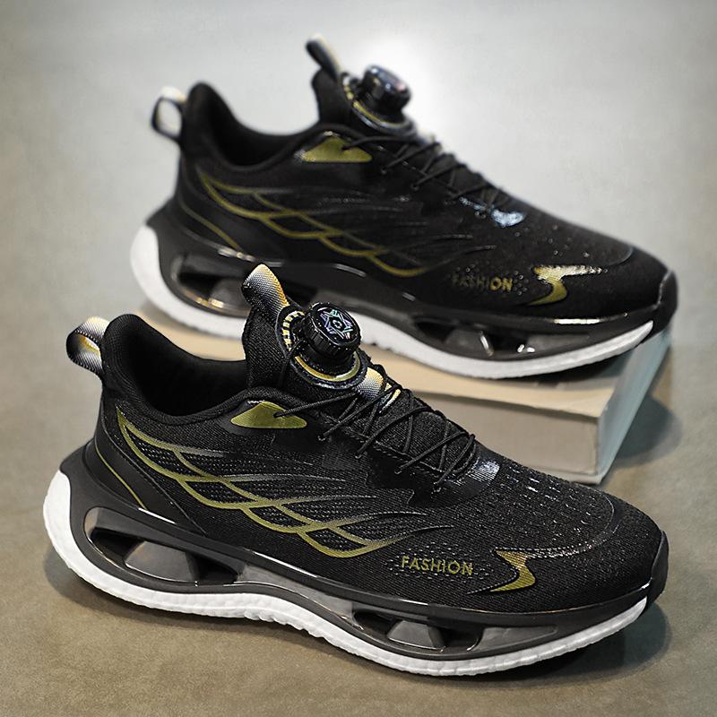 Men's shoes running new shock absorption spring spinning teen button sneakers popcorn sports running shoes