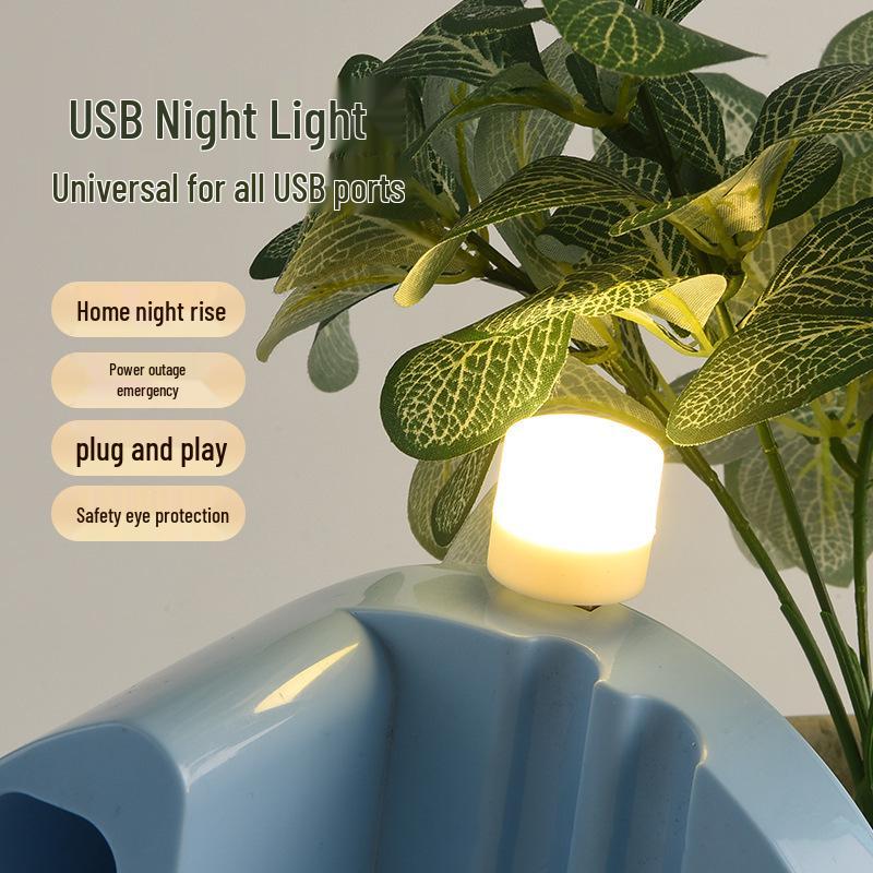 Portable Mini USB LED Night Light: Emergency, Atmosphere, Eye Protection, Small Round Bedside Bulb with Power Bank