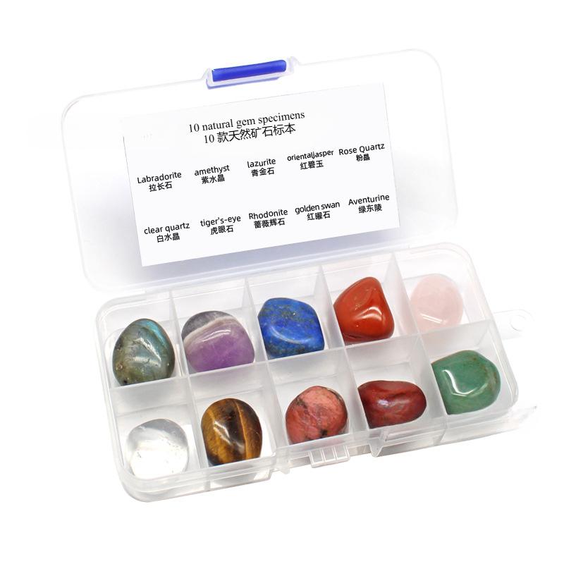 Natural Raw Stone Crystal Specimen Box Irregular Quartz Spiritual Healing Ornament Children Teaching Tool Gift