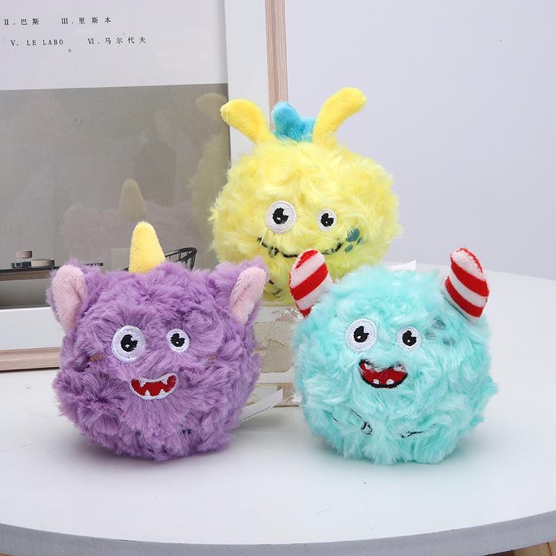 Squeaky Plush Pet Toy With Sound Cross-border Monster Toy Ball Multiple Colors Available
