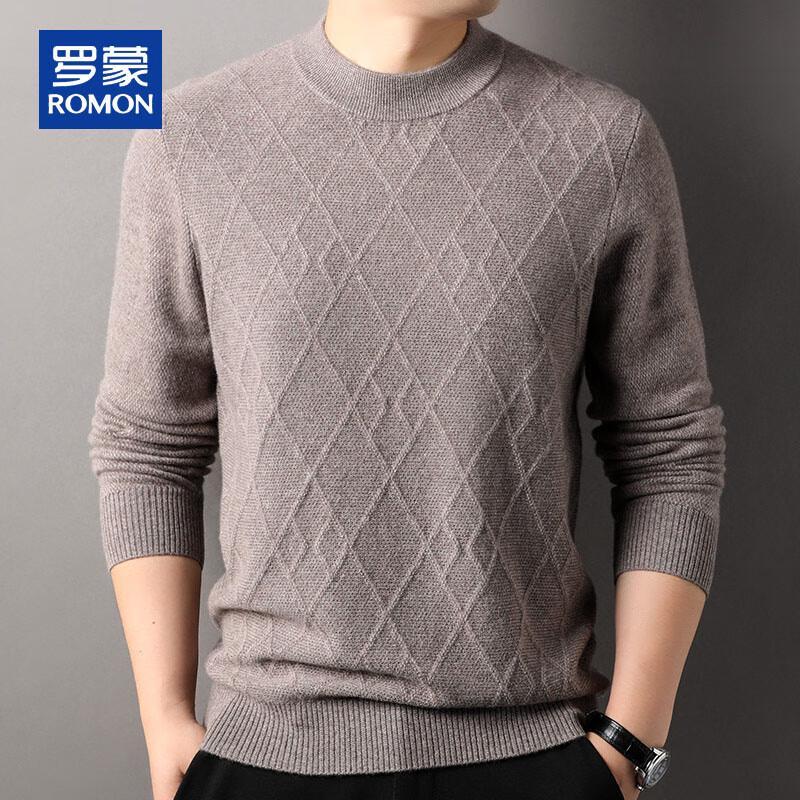 ROMON Men's 100% Cashmere Mock Neck Thick Warm Sweater