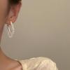Square Circle Fringed Earrings Shine Ol Temperament Internet Celebrity Live Broadcast With Goods Female Versatile Commuter Simple Wind Earrings