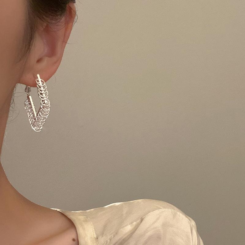 Square Circle Fringed Earrings Shine Ol Temperament Internet Celebrity Live Broadcast With Goods Female Versatile Commuter Simple Wind Earrings