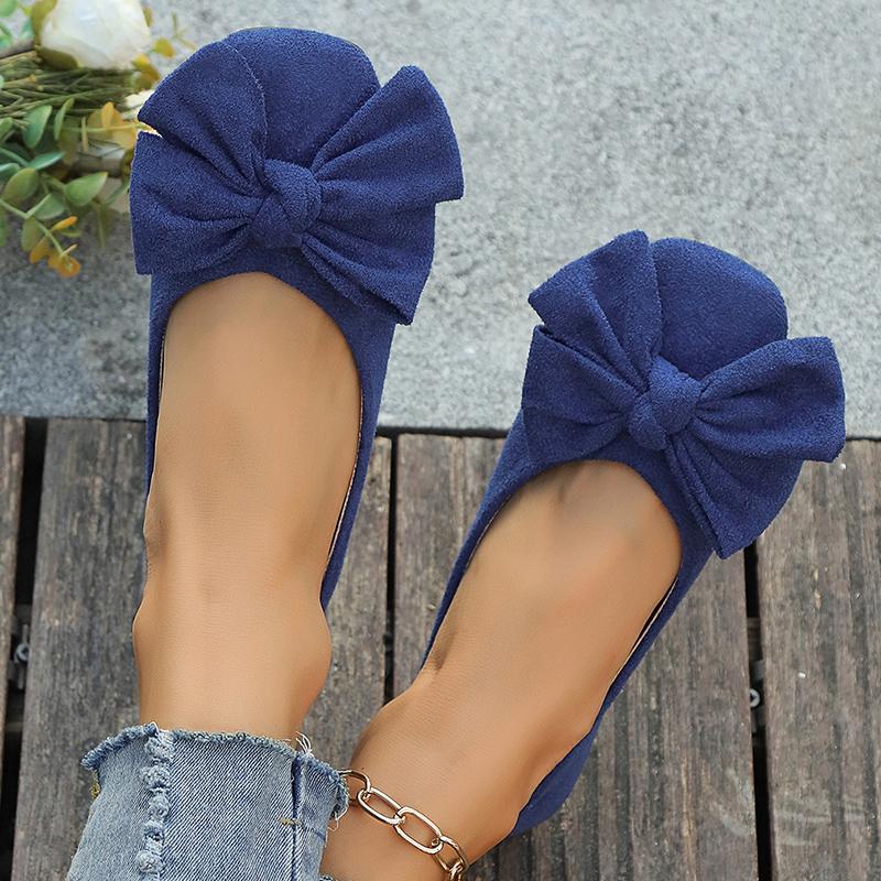 Fashion Lightweight Plus Size 36-43 Flats Shoes Women Faux Suede Non Slip Shoes Woman 2025 Solid Color Bowknot Casual Shoes Ladies