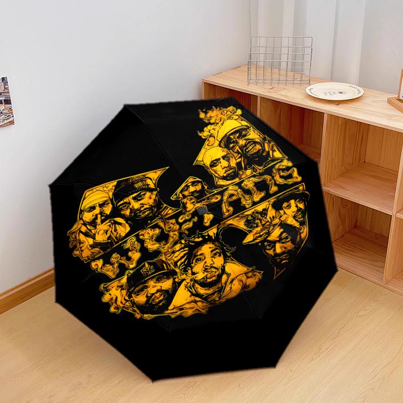 1 Stück Automatischer Faltregenschirm - Wu-Tang Clan Muster, Tragbares & Faltbares Design mit 8 Speichen, Weihnachts-Geburtstagsgeschenke