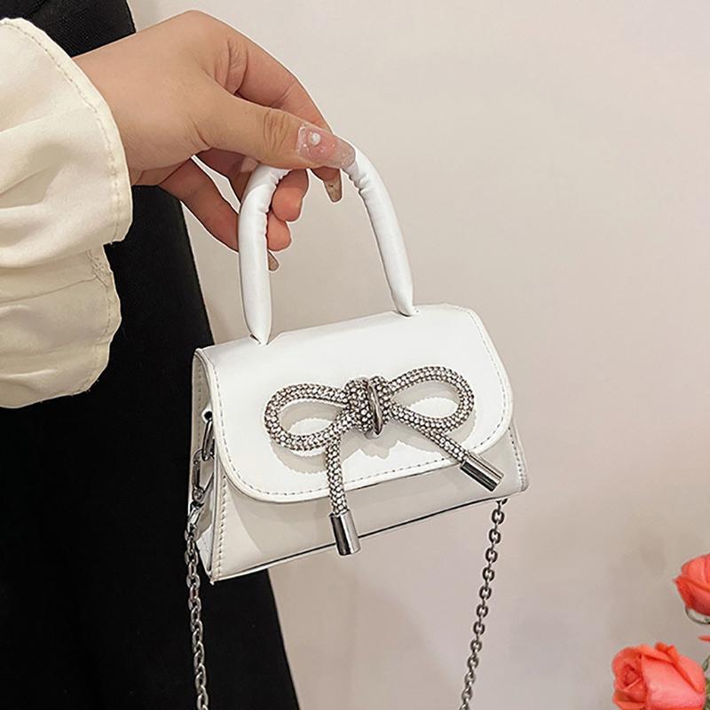Bow Design Solid Color Mini Shoulder Bag Pu Leather Flap Crossbody Bags For Women 2024  Female Chain Purse And Handbags