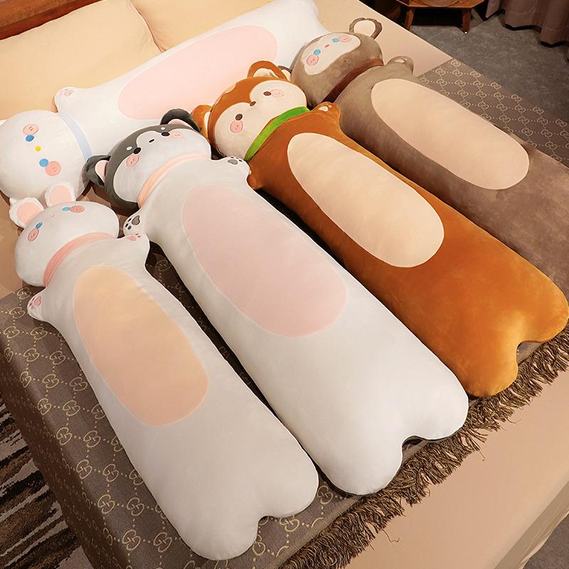 80/110/130CM Cute Soft Long Fox Cat Monkey Rabbit Husky Plush Toys Stuffed Animal Cushion Sleeping Pillow