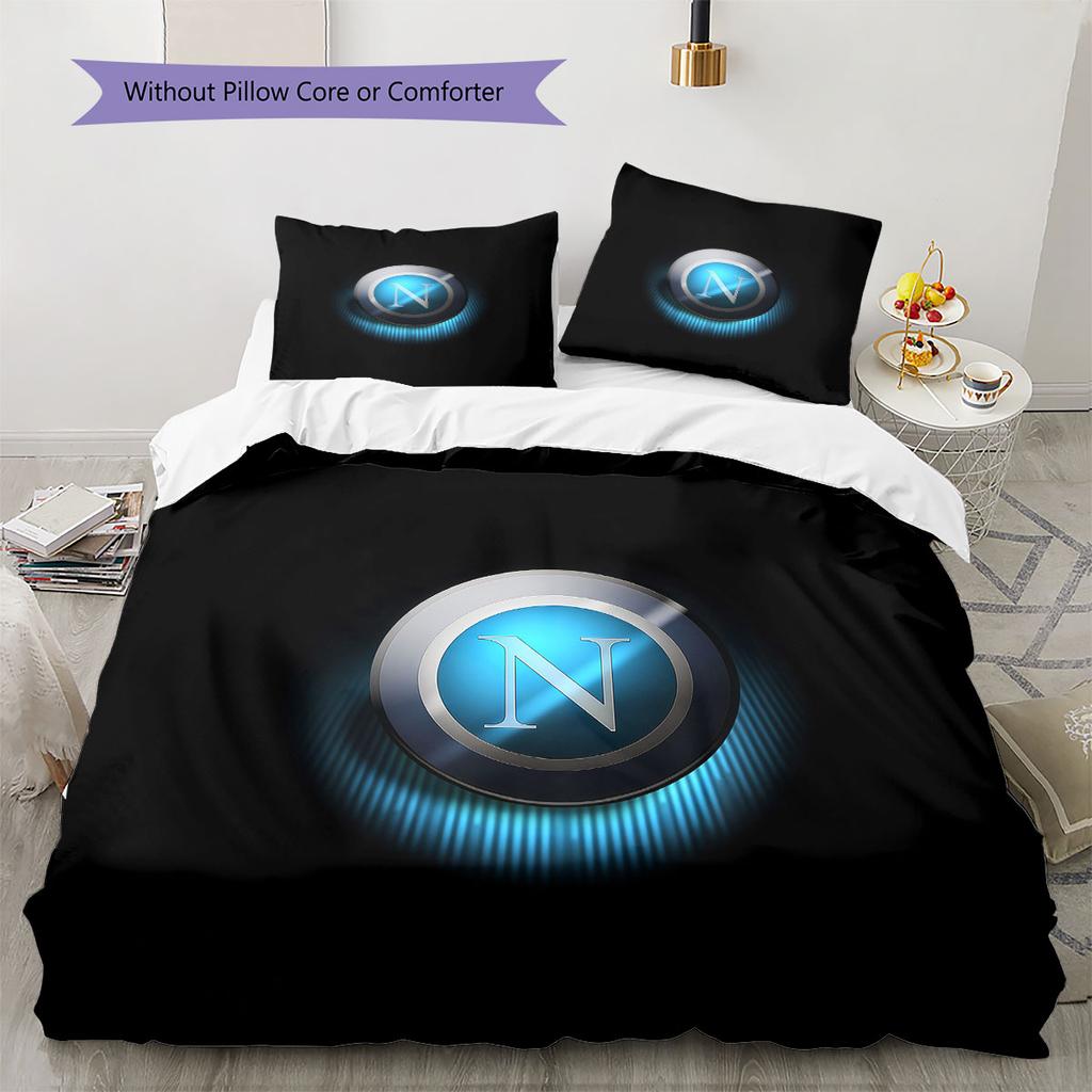 SSC Napoli Pattern Bedding,Quilt Set Quilt Cover Pillowcase Home Birthday Gift(1 * duvet cover + 2 * pillowcase, without core)