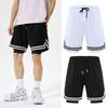 Men's American Style Quick-Dry Athletic Shorts with Liner - Fake Two-Piece, Three-Quarter Length for Basketball, Running, and Fitness.