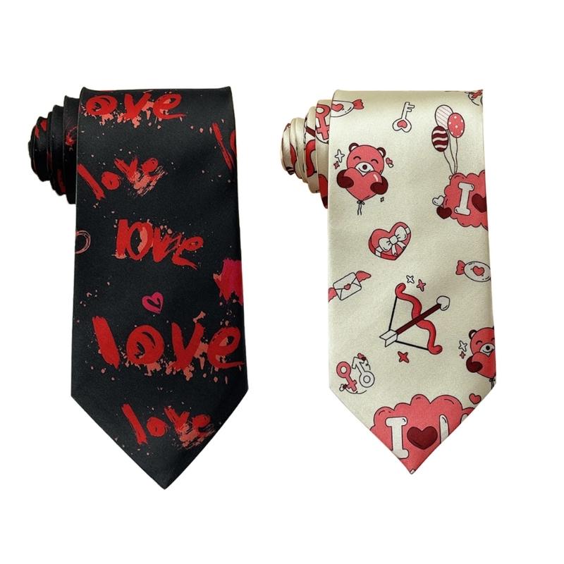 Herren Krawatte mit Rosen- und Bärenmuster Elegantes Geschenk für den Valentinstag Geschäftlich oder Freizeitlich Polyester Seidenähnliche Textur