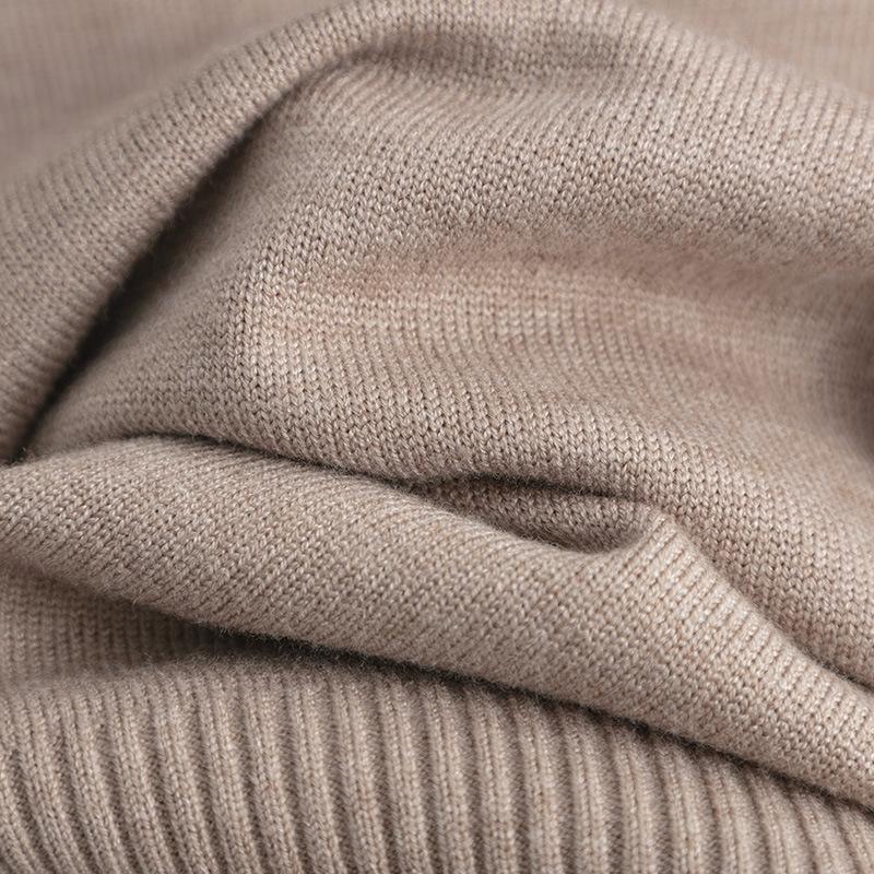 Suéter feminino outono inverno gola alta cor sólida manga comprida solta malha