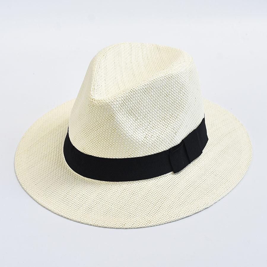 Chapeaux d'été décontractés en paille pour femmes hommes Panama Trilby Chapeau Jazz Protection UV Extérieur Chapeau de Plage Bonnet