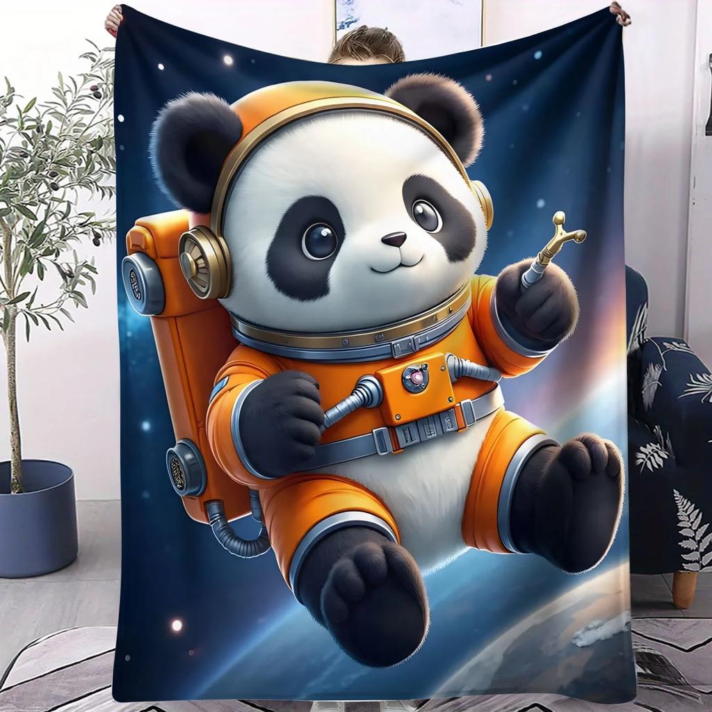 Cherry Petal Swing Panda Soft Blanket Romantic Floral Fleece Throw for Bed Sofa Home Decor Cozy Warm Gift for Adults and Kids