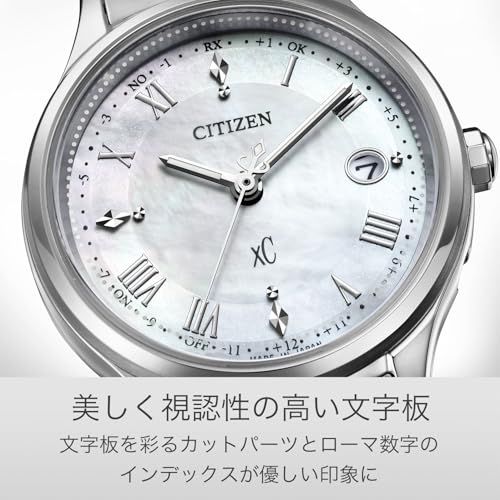 Citizen ES9490-52D Women's Cross Sea Eco-Drive Light-Powered Radio-Controlled Watch, Water Resistant, Silver Mother-of-Pearl Finish