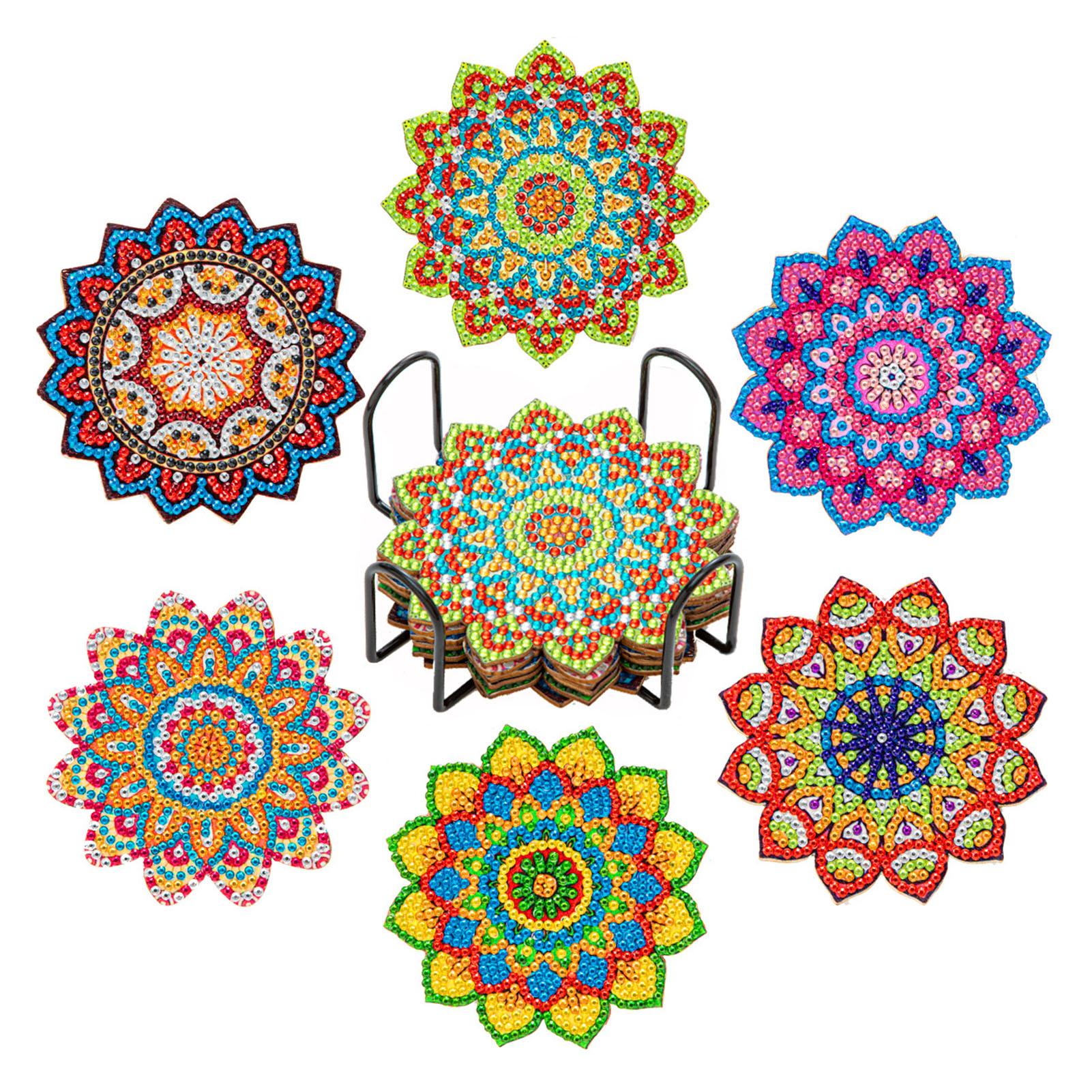 

4/6 шт. Набор подставок с алмазным рисунком и держателем, многоцелевые подставки под кружки, термостойкие подставки под чашки, подставки для украшения стола