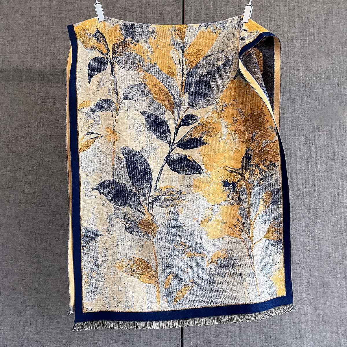 

Осень и зима имитация кашемира универсальный холодный шарф женский модный шарф с растительным принтом утолщенная теплая шаль 190*65cm