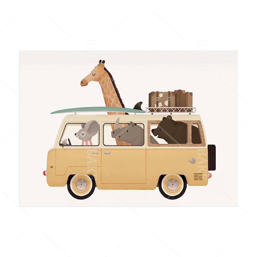 

Смешные животные сафари слон жираф постер холст картина детская настенная живопись печать детская комната картина скандинавский декор детской спальни 40x60cm No Framed