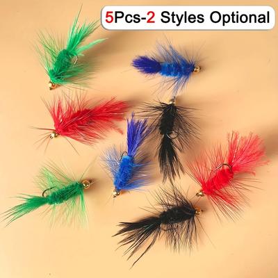 5Pcs Brass Bead Head Wooly Bugger Streamers Fishing Fly Lures Red Black Saltwater Fly Tying Hook Trout Flies Bait