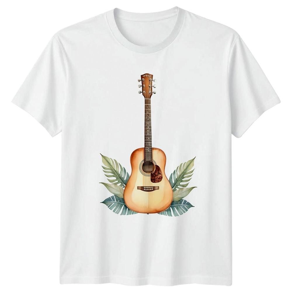Acoustic Guitar Music Tee Tropical Leaves Unisex Unisexs Graphic TShirt InstruUnisext S
