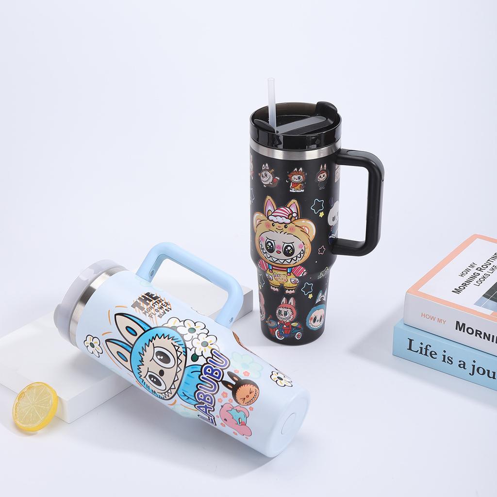 Cartoon 40oz Auto-Becher Thermoisolierender Wasserbecher Edelstahl Thermosbecher Große Kapazität Auto-Becher