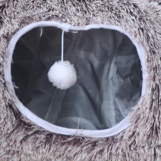 Plush Cat Tunnel Bed with Hanging Balls Washable Indoor Kittens Donut Tunnel Toy Small Large Cats Pets Round Peekaboo Cave Play Tunnel Pet Supplies