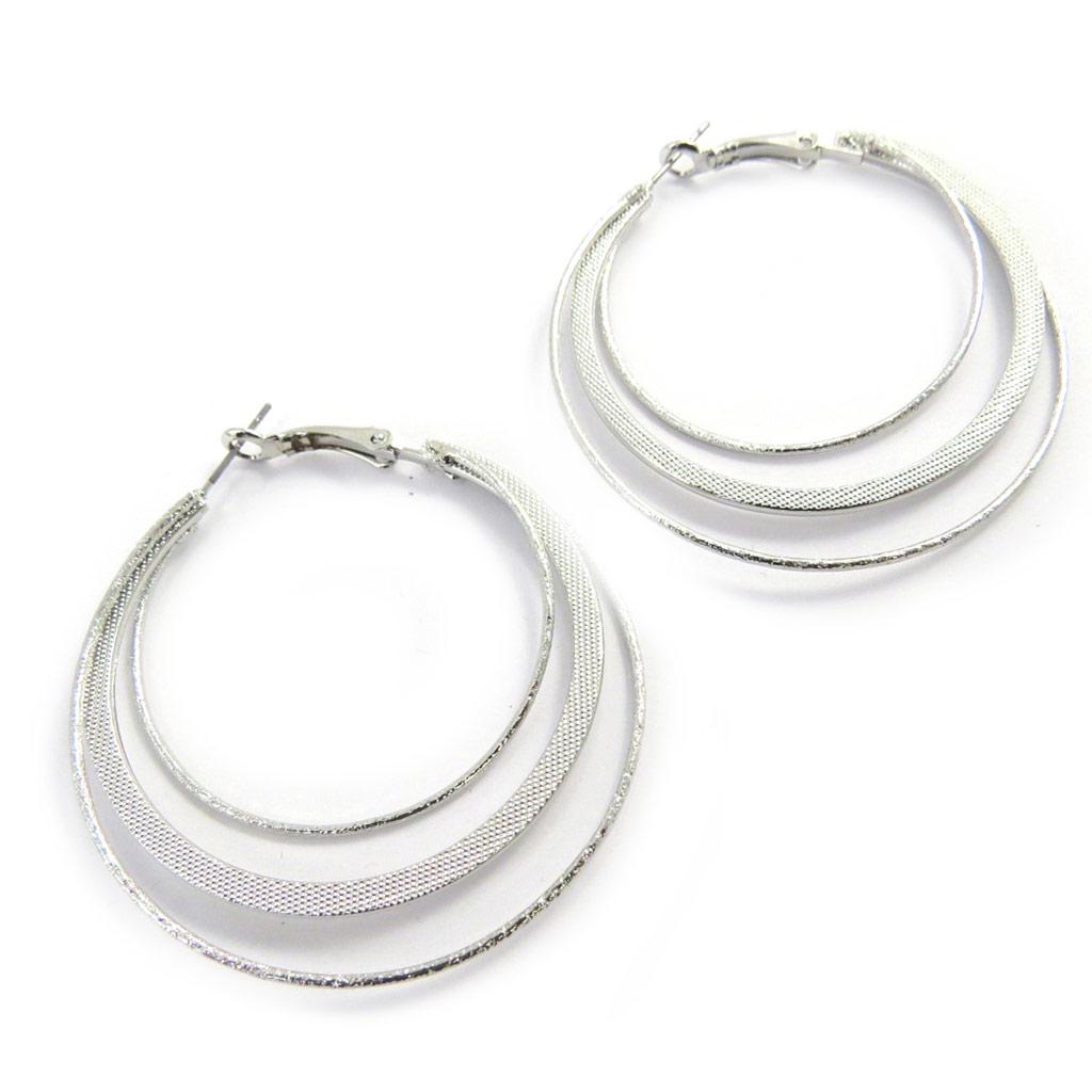Les Trésors De Lily [L7609] - Silver 'Choréographie' Hoop Earrings Ø 55 Mm