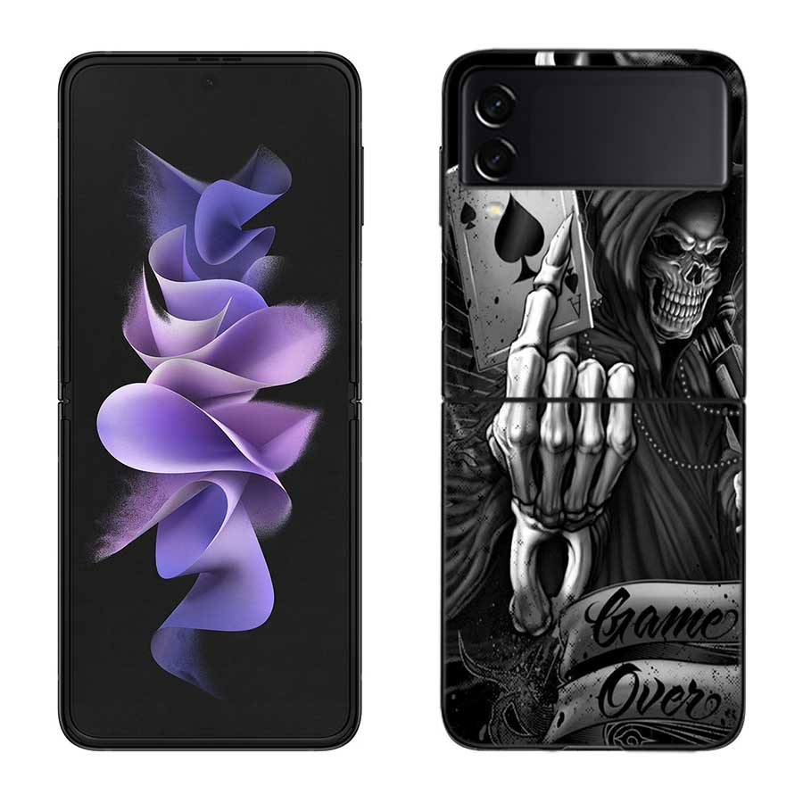Grim Reaper Skull Skeleton Case for Samsung Galaxy Z Flip 6 Flip 5 4 3 5G Black Cell Phone Cover Samsung Z Flip 5 5G Luxury P