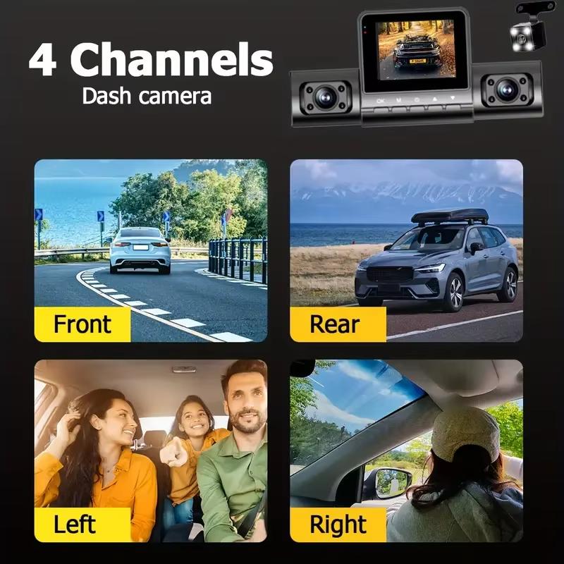 Auto Dashcam 4 Kanaals Black Box Rijcamera FHD 1080P Voor Links Rechts Achter Nachtzicht Loop Opname Recorder Video Voertuig DVR