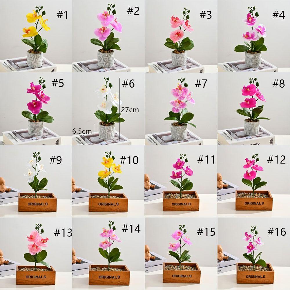 3 Heads Artificial Orchid Flower Advanced Fake Phalaenopsis Bonsai  Party Decor