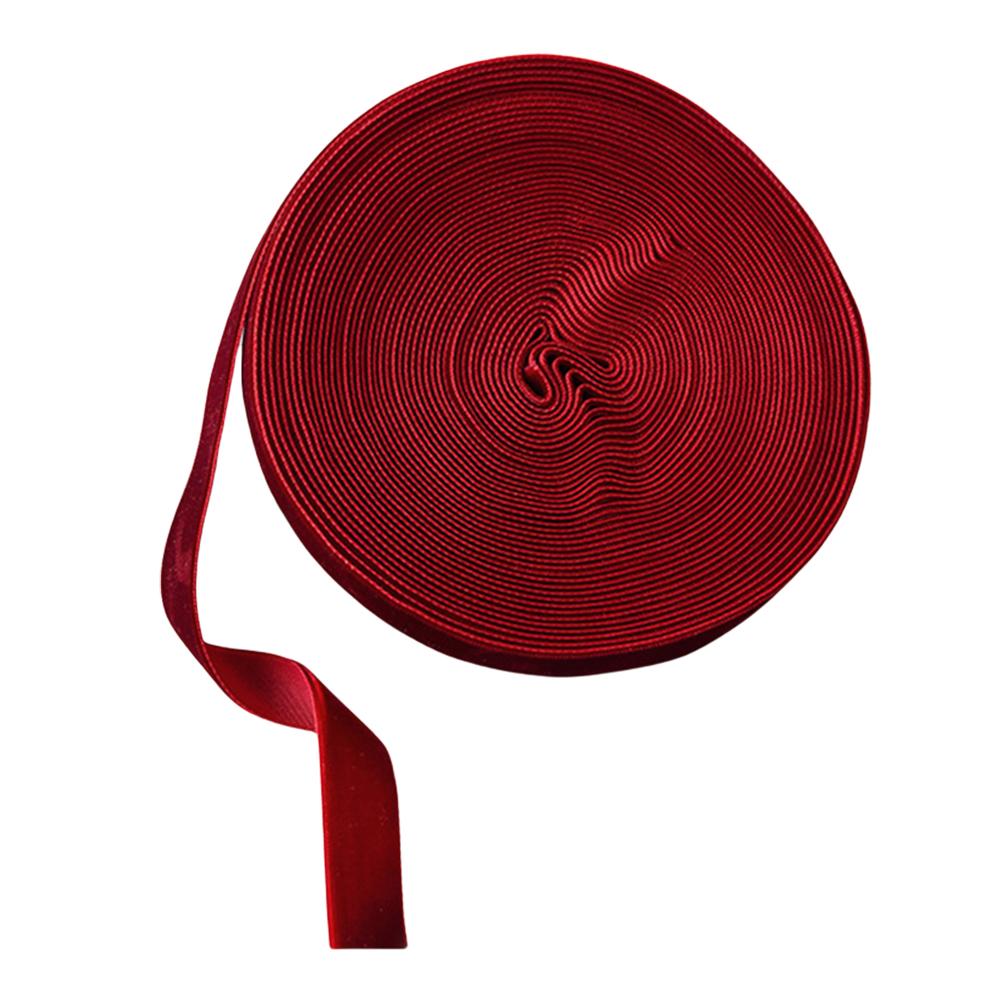 1 Roll 50 Yard Dark Red Green Single Face Nylon Velvet Ribbon Velvet For Handmade Gift Bowknot Christmas Ribbon Party Decoration 1pc