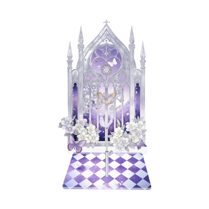 

Adjustable Castles Backdrop Doll Stand For Display Easy Assembly Universal For Most Figurines Floral Backdrop