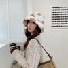 Pattern Lamb Plush Girl Panama Hats Female Hats Cow Print Caps Flannel Bucket Hat Korean Style Caps