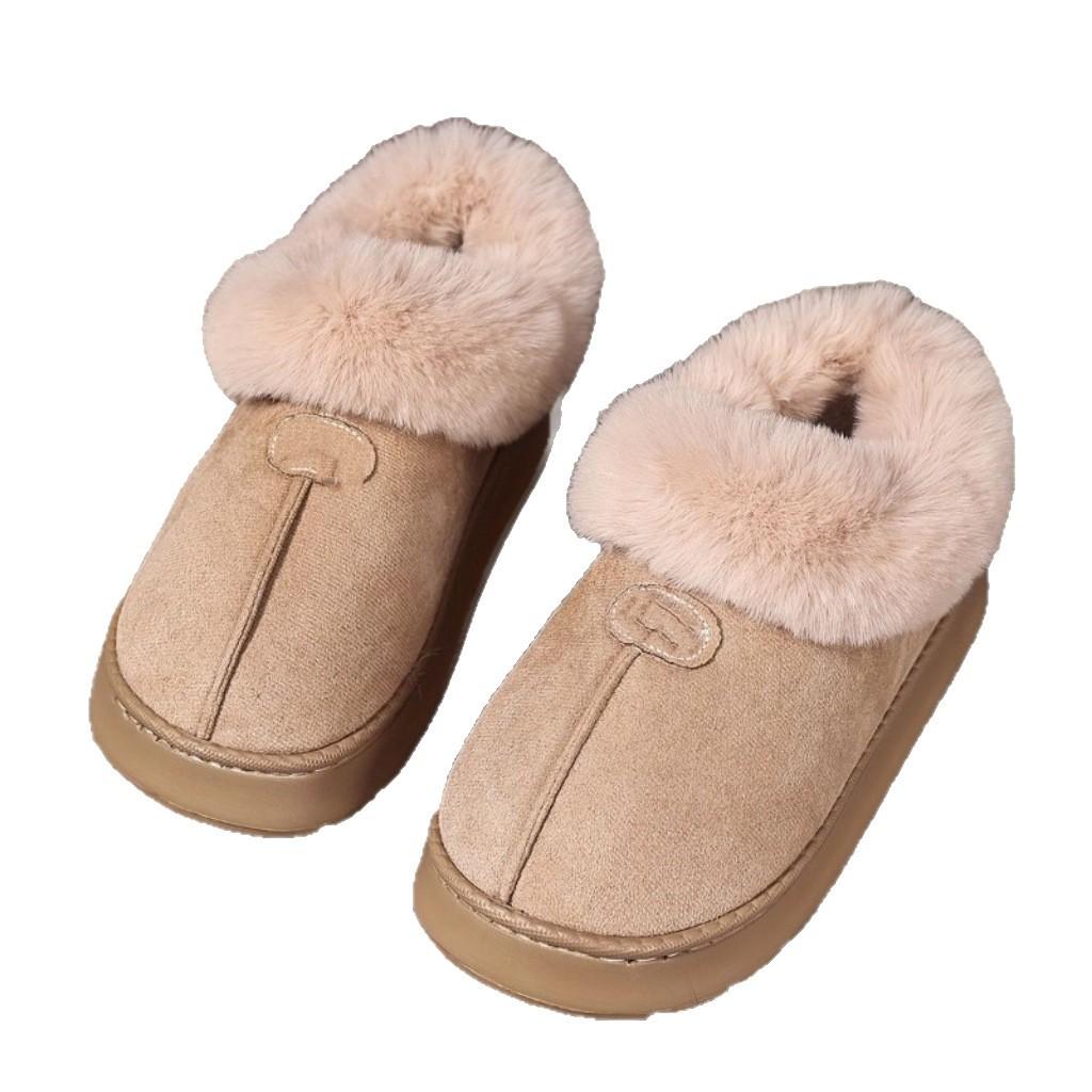 New Home Cotton Slippers Warm and Thickened Couple Models Simple Autumn and Winter Indoor Half Pack and Home Furnishing
