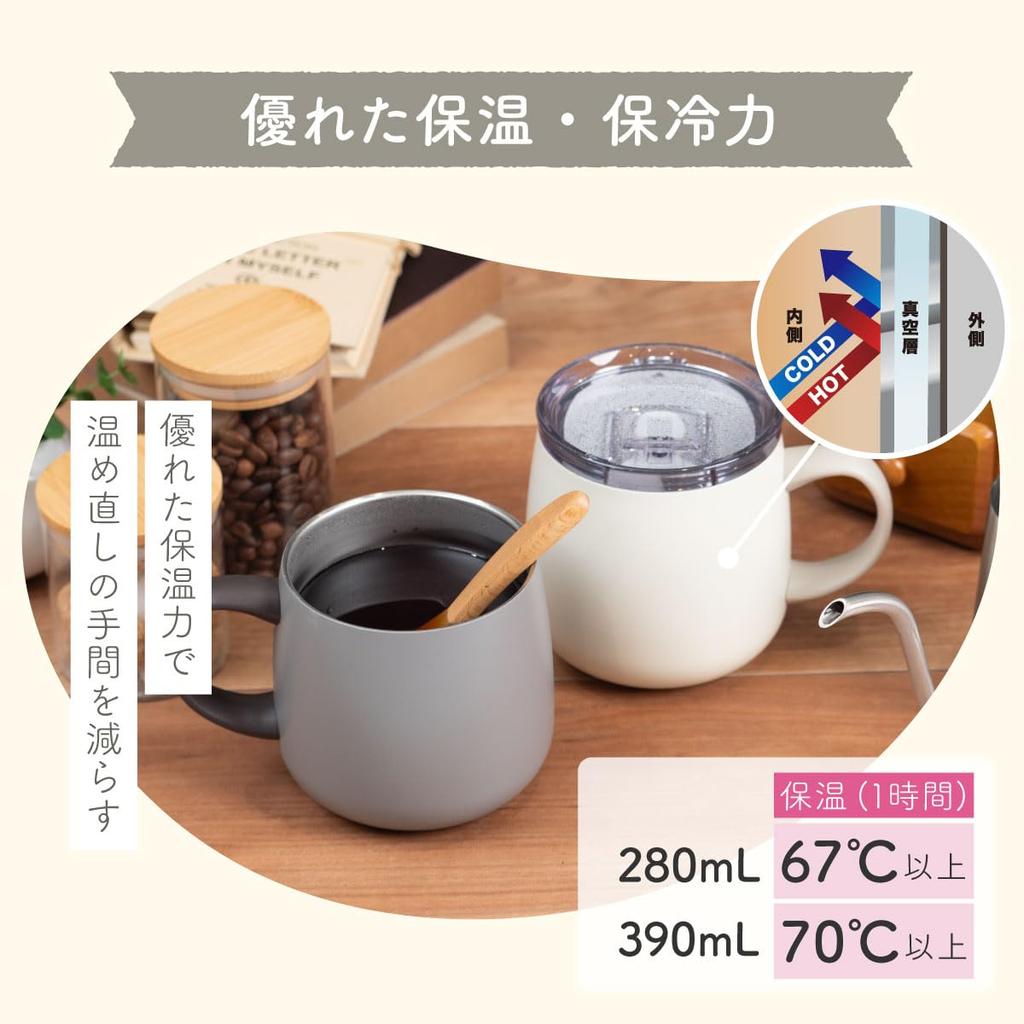Atlas Cafe Link Mug with Slide Vacuum Keeps Hot or Cold Coffee Hot or Direct Drip Lid, 390ml, Insulated, Iced, Compatible, Charcoal, AFSM-402CH