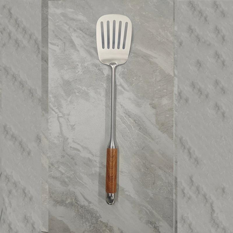 Stainless Steel Spatula & Slotted Spoon Set with Polished Finish and Rosewood Handle