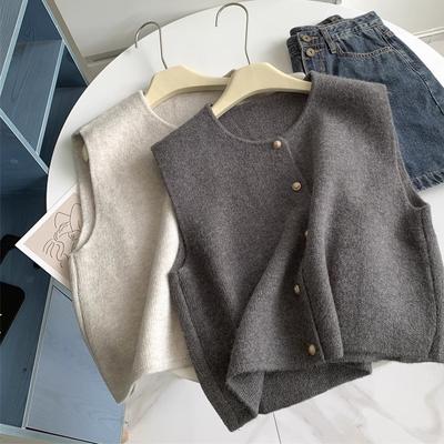 Women Short Knitted Sweater Sleeveless Korean Women Solid Color Vest Ladies  Pullover Female Tops