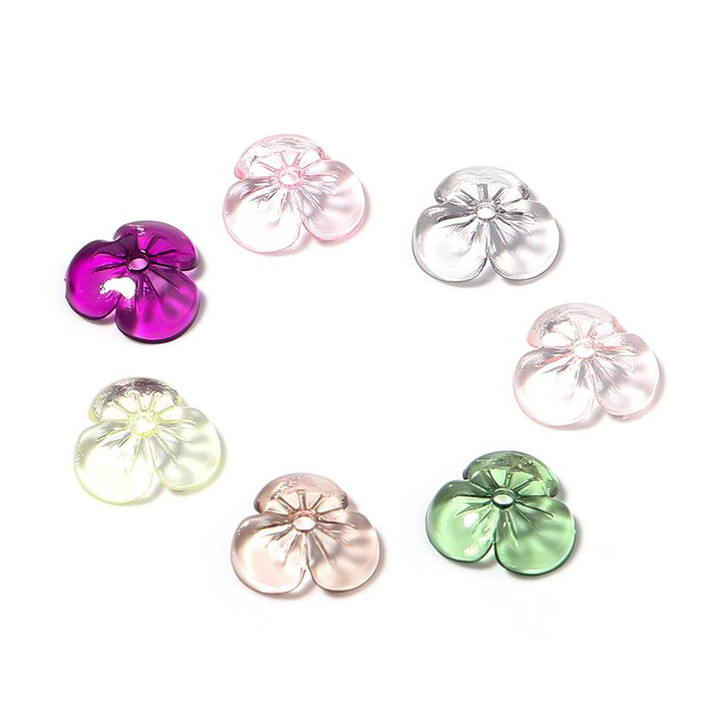 10Pcs/Lot Resin Beads 9×9.5mm Transparent Colorful Petals Hole Size 1mm Loose Beads Diy Charm Jewelry Bracelet Accessories