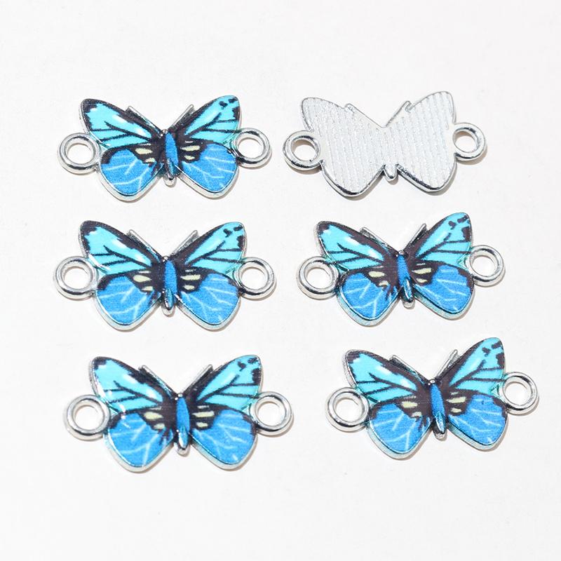 10pcs 14x16mm Acrylic Butterfly Charms Alloy Metal Charm Pendant For Necklace Bracelet DIY Jewelry Making Accessories Findings