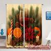 2pcs,Curtains Christmas Cozy Wine Pinecone Poinsettia Popular Creative Curtains Durable 100% Polyester Fabric Curtains Outdoor