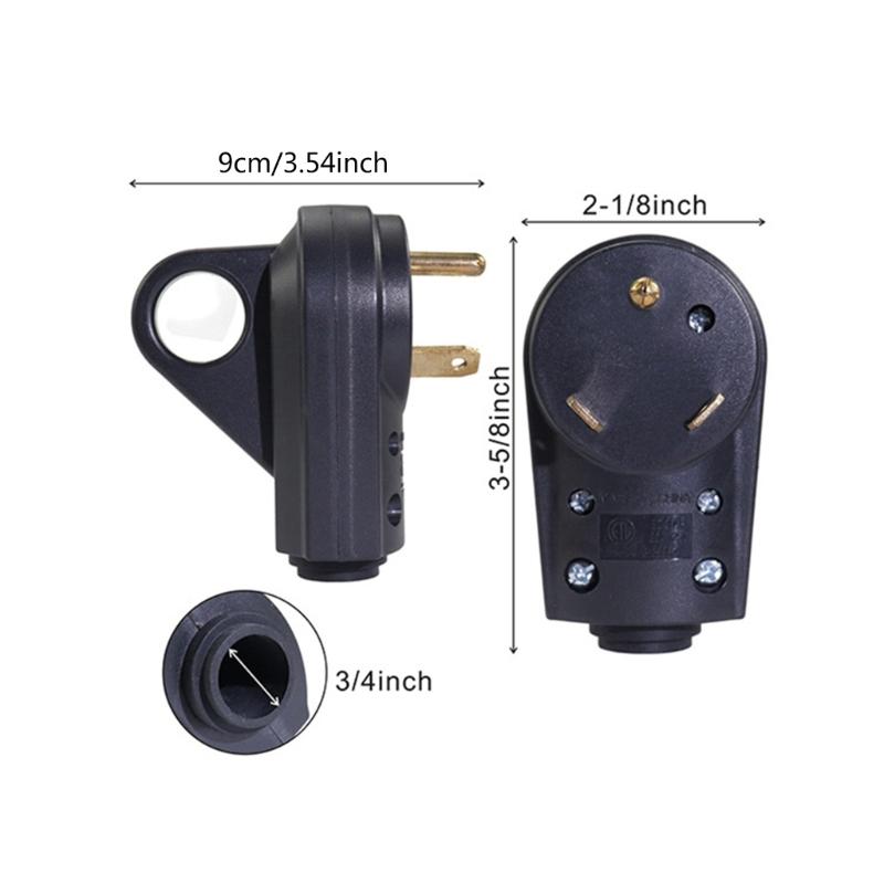 30Amp Male Electrical Cord Plug Power Grip Replacement Set For RV for Camper RV Replacement Plug 3 Prong Electrical Powe