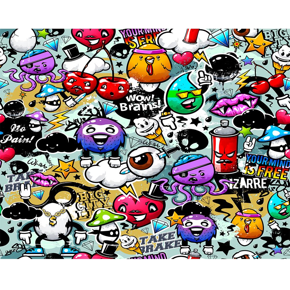 3d Graffiti Wall Mural Large Cartoon 3d Graffiti Wallpaper Suitable For Bedroom Living Room Cafe Bar Wall Mural