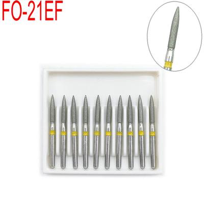 10 Stück Dental Diamantbohrer Bohrer Flame Ogival End Typ Dia-Bohrer für Hochgeschwindigkeitshandstücke, Medium FG 1,6 mm FO-21EF