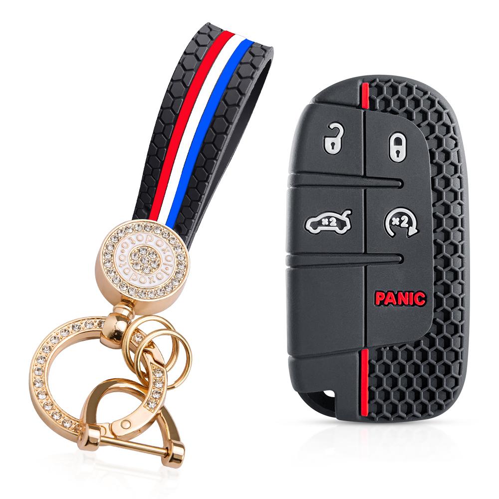 Car Remote Key Protector Cover For Dodge Charger Hellcat Journey for Jeep Cherokee Compass Grand Cherokee Renegade Chrysler 300c
