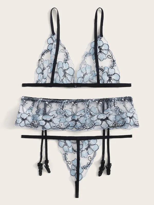 Europäisches und amerikanisches Sex-Unterwäsche-Set für Damen, sexy Netz-Druck, durchsichtig